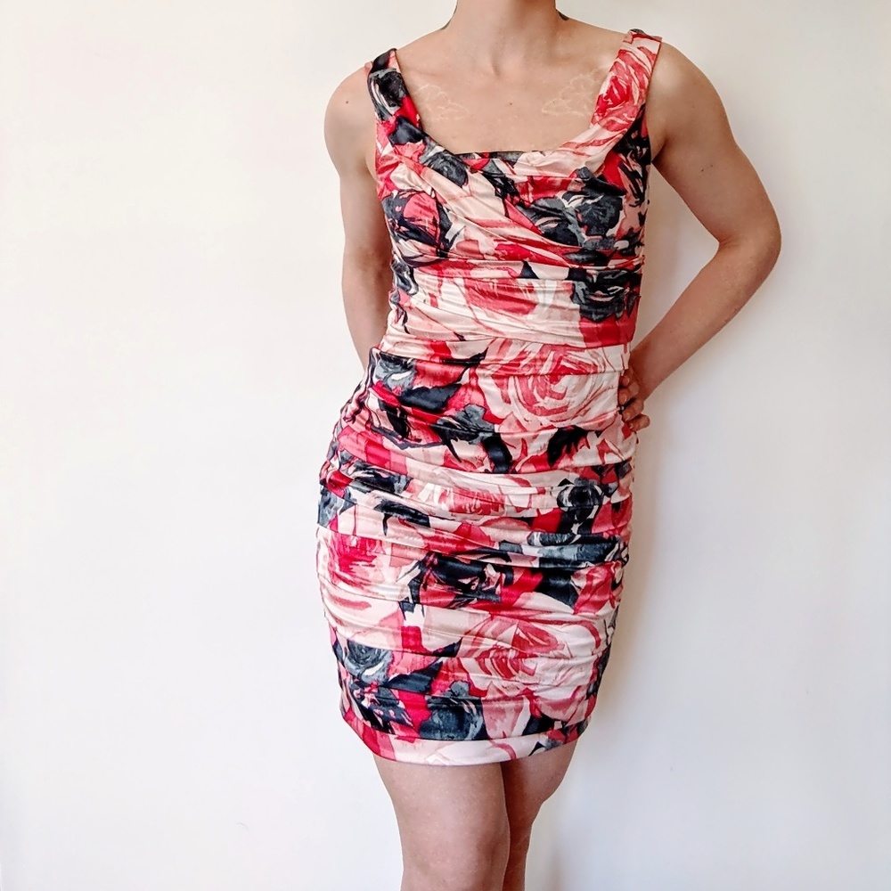 Express satin floral mini dress